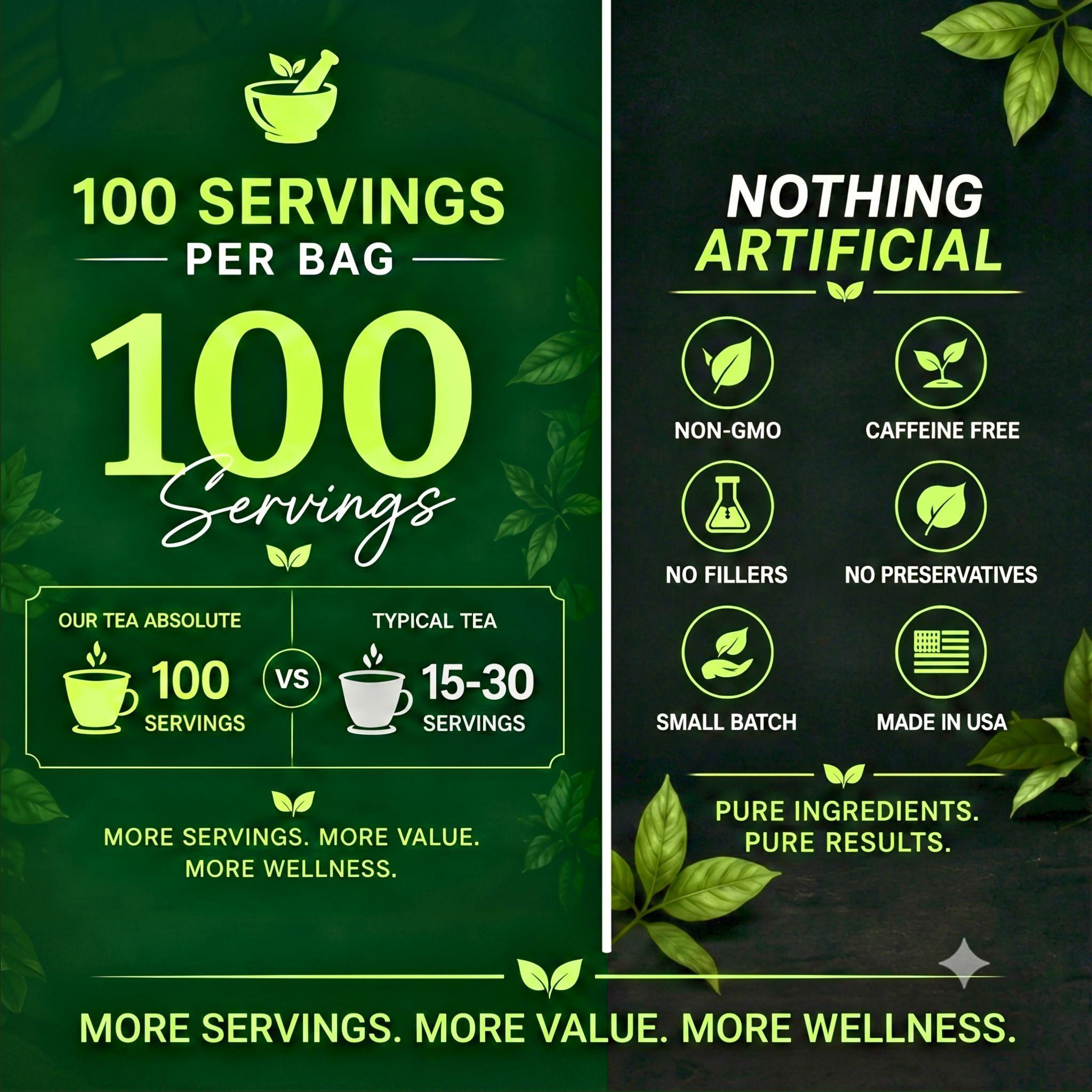 Tea Absolute Alkablend – Organic Loose Leaf Herbal Tea, 20-Ingredient Botanical Wellness Blend for Gut Health, Detox & Immune Support – Daytime Energy & Focus Blend, Caffeine-Free